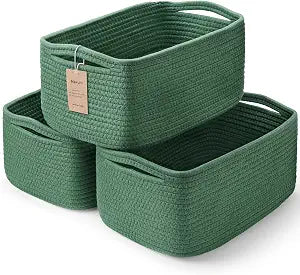 3 Pack Storage Baskets for Organizing, 13.79.56.3", Green