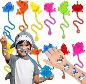 48 PCS Shark Party Favors for Kids - 24 Temporary Tattoos & 24 Stick Hands