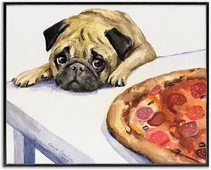 Pug Pizza Craving Comic, 16 x 20 Inch Framed Gicle Print