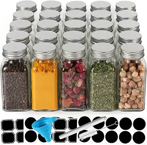 6 oz Glass Spice Jar,25 Pack Empty Spice Bottles with Shaker Lids