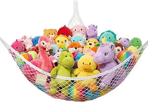 Lazebox Stuffed Animal Net Hammock for Plushie Toys, Stuffed Animal Hammock Corner for Kids' Room Decor, Ideas for Organizing Stuffy Collection, White, L (67" x 40" x 40")-Pack of 1
