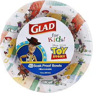 Glad for Kids Disney Pixar Toy Story Disposable Bowls, 12 Oz, 40 Count