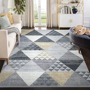 GlowSol 4x6 Area Rugs Modern Geometric Rug Washable Throw Rug Living Room Rugs,Non-Slip Bedroom Rugs Dining Room Rug Soft Low-Pile Large Kitchen Area Rugs,4x6