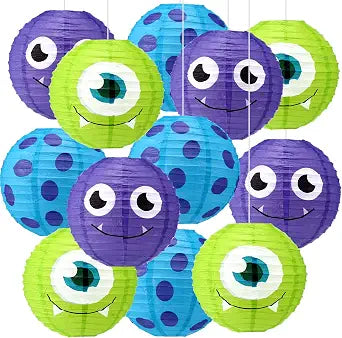 Baquler 12 Pcs 8 in Monster Theme Paper Lanterns Monster Party Decorations