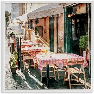 Italian Bistro Scene, 12 x 12 Inch Framed Gicle Print