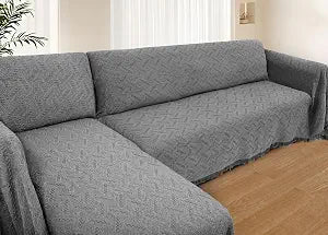 HOMERILLA 2 Piece Sectional Couch Cover for L Shape Sofa Dark Grey XL