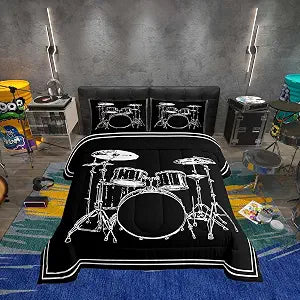 Erosebridal Drum Kit Bedding Set Twin Rock Music Instrument Comforter Set
