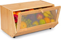 Fruit Fly Resistant Bamboo Fruit Basket with Lid & Mesh for Kitchen Counter