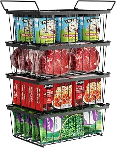 iSPECLE Freezer Organizer Bins - Storage Baskets for 5 Cu.Ft, 4 Pack