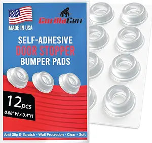 Small Clear Door Knob Bumpers (Set of 12) - Self Adhesive Door Stoppers Wall Protectors Rubber Feet for Speakers, Electronics, Furniture