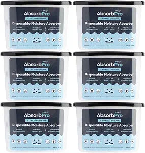 Absorb Pro Charcoal Moisture Absorber Tub 10.5 oz, 6-Pack