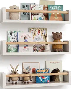 G&W Gruwald Nursery Book Shelves, Set of 3, Wall Bookshelf, Book Shelf for Kids Rooms, Wall Book Shelves for Bedroom Kids, Floating Shelf, Nursery Decor