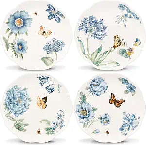 Lenox Butterfly Meadow Blue Porcelain Dessert Plates, Set of 4