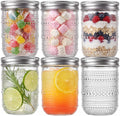 WELLIFE 6-Pack 16 oz Mason Jars with Lids - Wide Mouth Textured Glass Jars, Airtight Leak-Proof Canning Jars for Food Storage, Pickling, Fermenting, Freezing & Crafts