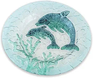 Boston International Glass Serving Plate, Dolphins