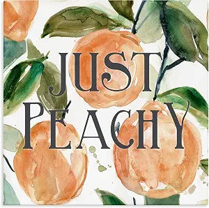 Just Peachy Fruit Watercolor, 24 x 24 Inch Canvas Wall Art