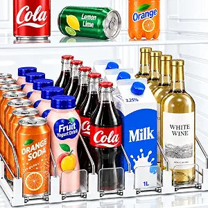 Hanmir Drink Organizer for Fridge, 5 Row Automatic Adjustable Can Dispenser