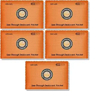 100g (5 Packs) See-Through Desiccant Packs for Storage Orange