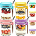 Mason Jars, 16 oz Overnight Oats Containers with Lids, Spoons & 2.7 oz Jars