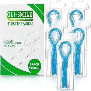 Floss Threaders, Orthodontic Threader, Ultraclean Access Tool for Maintaining Oral Health with Braces, Bridges, and Implants 250 Count