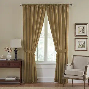 Versailles Faux Silk Blackout Window Curtain, Gold - 52"W x 84"L