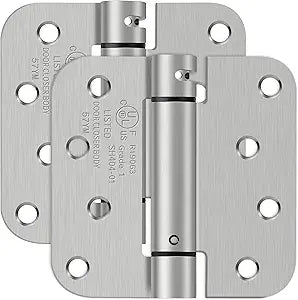 4 Inch Self Closing Door Hinges, 5/8" Radius Corners Spring Loaded Hings