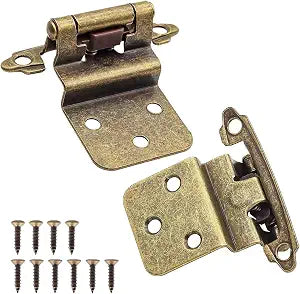 3/8" Inset Antique Brass Cabinet Door Hinges, 20 Pack (10 Pairs)