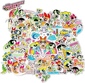 The Powerpuff Girls Stickers Set of 50, Cute Waterproof Vinyl Stickers