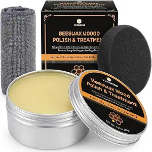 Beeswax Wood Polish, Premium Wood Conditioner, Multipurpose Wood Cleaner & Wood Protector for Furniture, Floors, Cabinets, Tables, Restores Shine & Prevents Cracking, 7.05 Oz
