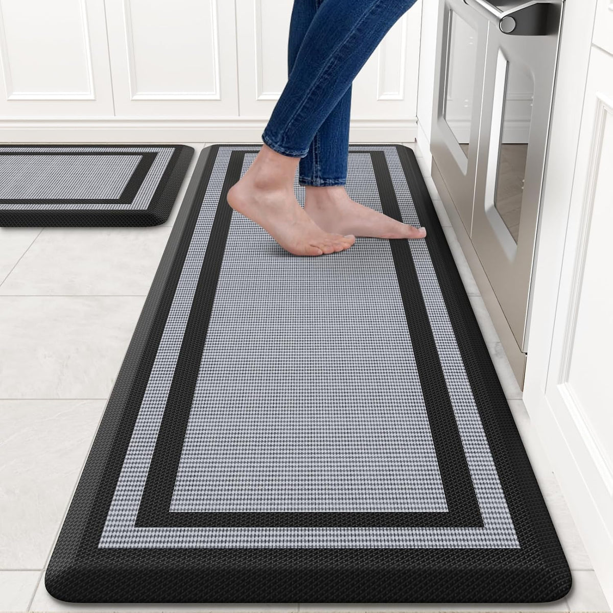 2PCS Kitchen Rugs Cushioned Anti-Fatigue Kitchen Mats Comfort Standing Mat