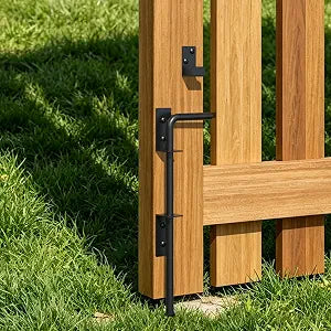 Heavy Duty Cane Bolt Gate Drop Rod, 12" Black Gate Latches Hardware for Wood Fence/Metal/Vinyl/Double Gates, Outdoor Gate Ground Latch Drop Rod with Mounting Screws, 1 Pack