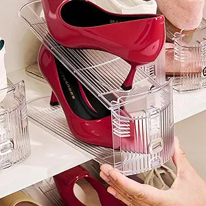 Adjustable Shoe Slots Organizer,12PACK Transparent Shoe Stackers Shoe Rack Holder Shoe Space Savers Double Layer Stack Shoe Racks for Closet Organization(Transparent)