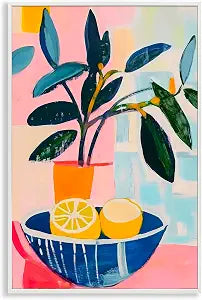 Lemon Bowl Still Life Kitchen, 12 x 18 Inch Framed Gicle Print