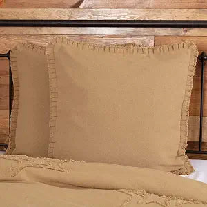 VHC Brands Burlap Euro Sham Cover, Tan, 26x26