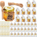 XING-RUIYANG 60 pack 1.5 oz Mini Honey Jarsï¼Œbaby shower favors,There's honey sticks, bee pendants, stickers and gold goodie bagsï¼ŒSuitable for wedding party gifts
