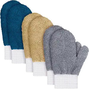 BBTO 3 Pairs Microfiber Dusting Mitts with Thumb for House Cleaning