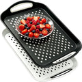 2 Pack Large Nonslip Serving Tray with Handles Lap Food Trays for Eating on Couch Tray for Breakfast Dinner Snack Fruit Beverage(Black & White)