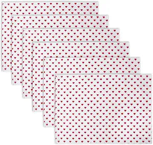 DII Valentine's Day Table Top Collection, Placemat Set, 13x19, Little Hearts, 6 Piece