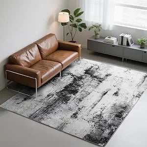 CRYPTOLITE Abstract Area Rug 5x8 Rugs, Machine Washable Rug Non-Slip Low Pile Rug for Living Room, Bedroom, Farmhouse, Dining Room, Grey
