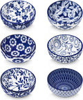 vancasso 2.7 Oz Ceramic Mini Dipping Bowls Set of 6, 3 Inch Small Dip Bowls for Sauce, Soy Sauce, Sushi, Condiments & Side Dishes, Chinoiserie Floral Style, Microwave & Dishwasher Safe, SELENE Series