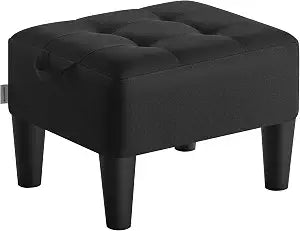 SONGMICS Foot Stool, Small Linen-Look Fabric Ottoman with Thick Cushion