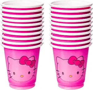 Silver Buffalo Sanrio Hello Kitty Pink, 20 Pack Mini Plastic Cup Set, 2oz