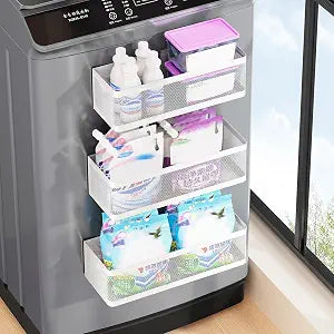3 Pack Magnetic Shelves for Washing Machine, Metal Mesh Magnetic Baskets