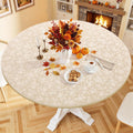 Smiry Waterproof Heavy Duty Vinyl Fitted Tablecloth for 45"-56" Round Table