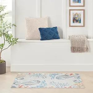 Nourison Home Pompeii Ivory Multicolor 2' x 3' Area Rug - Easy Clean, Non Shedding, Bed Room, Living Room, Dining Room, Kitchen (2' x 3')