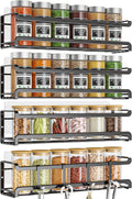 Bunoxea Spice Rack Wall Mounted 4 Pack, For Spice Jars & Seasonings,Black