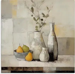 Country Pear Still Life Rustic, 24 x 24 Inch Canvas Wall Art
