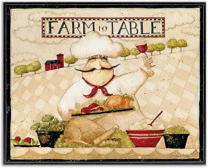 Farm to Table Vintage Chef Meal, 16 x 20 Inch Framed Gicle Print