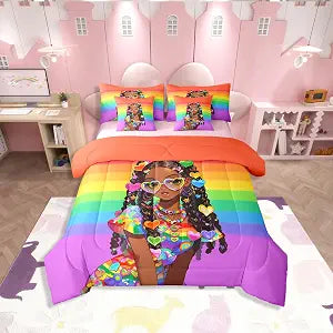 Erosebridal Cute Black Girl Twin Size Bedding Set