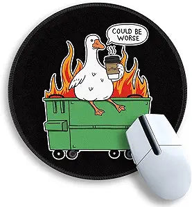 Gctriki Funny Goose Small Mouse Pad, 8.6 Inch Round Office Desk Mat Decor
